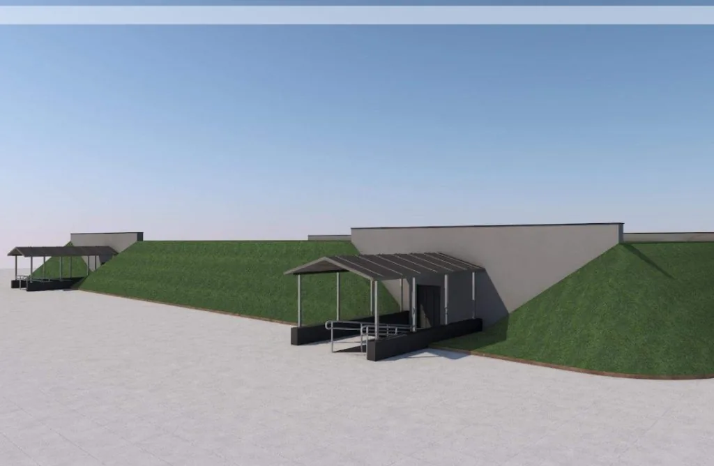 Зовнішній вигляд укриття ратнівського ліцею № 1 імені Героя України Едуарда Камардіна. Візуалізація ТОВ «Ковелькомунпроект».