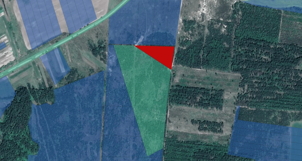 Ділянка площею 0,8 га, на яку планує розширити межі підприємство. Джерело: kadastrova-karta.com