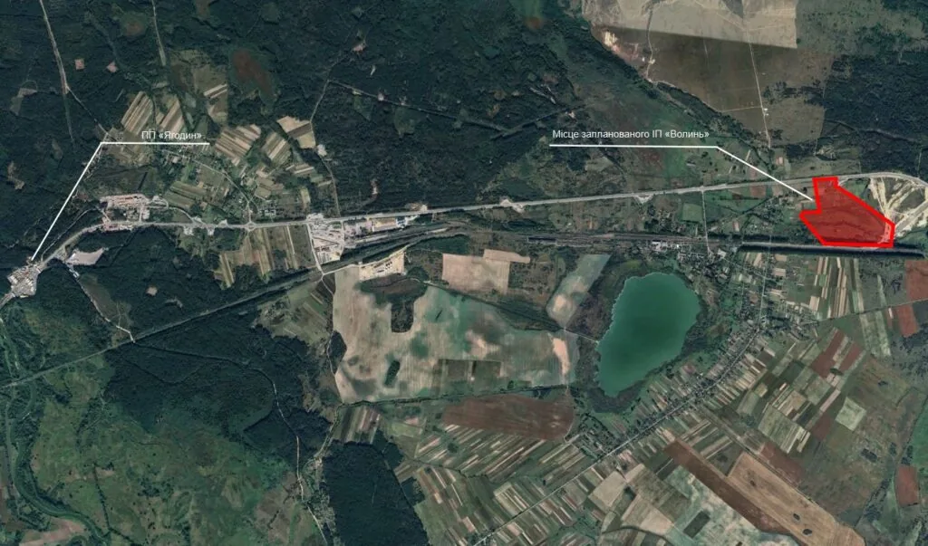 Місце розташування майбутнього індустріального парку поруч Ягодина. Заява від "Інтерколеса"