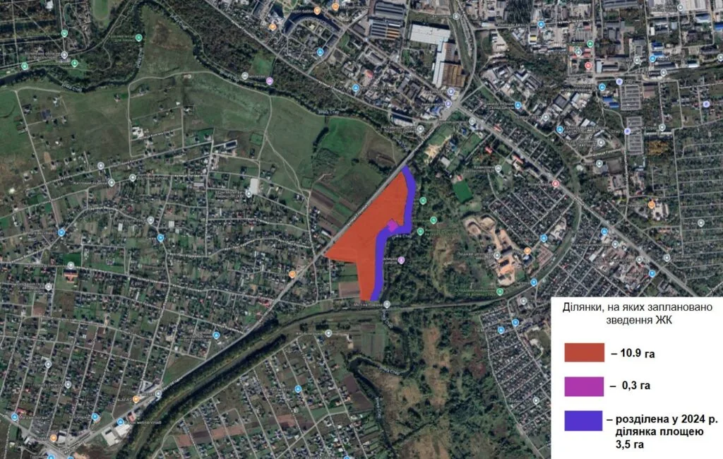 Ділянки, на яких будуватиме ЖК, ТОВ «Терра-Капітал» (Товстенюка)
